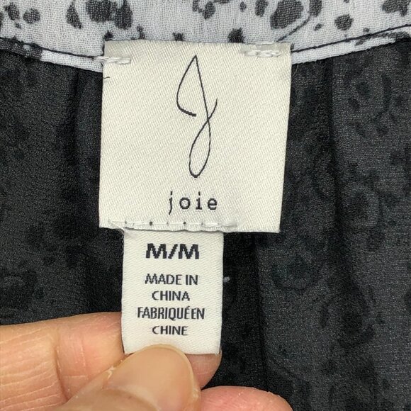 Joie Floral Print Caillie long sleeve Top Black White balloon sleeve Blouse M - Picture 3 of 15